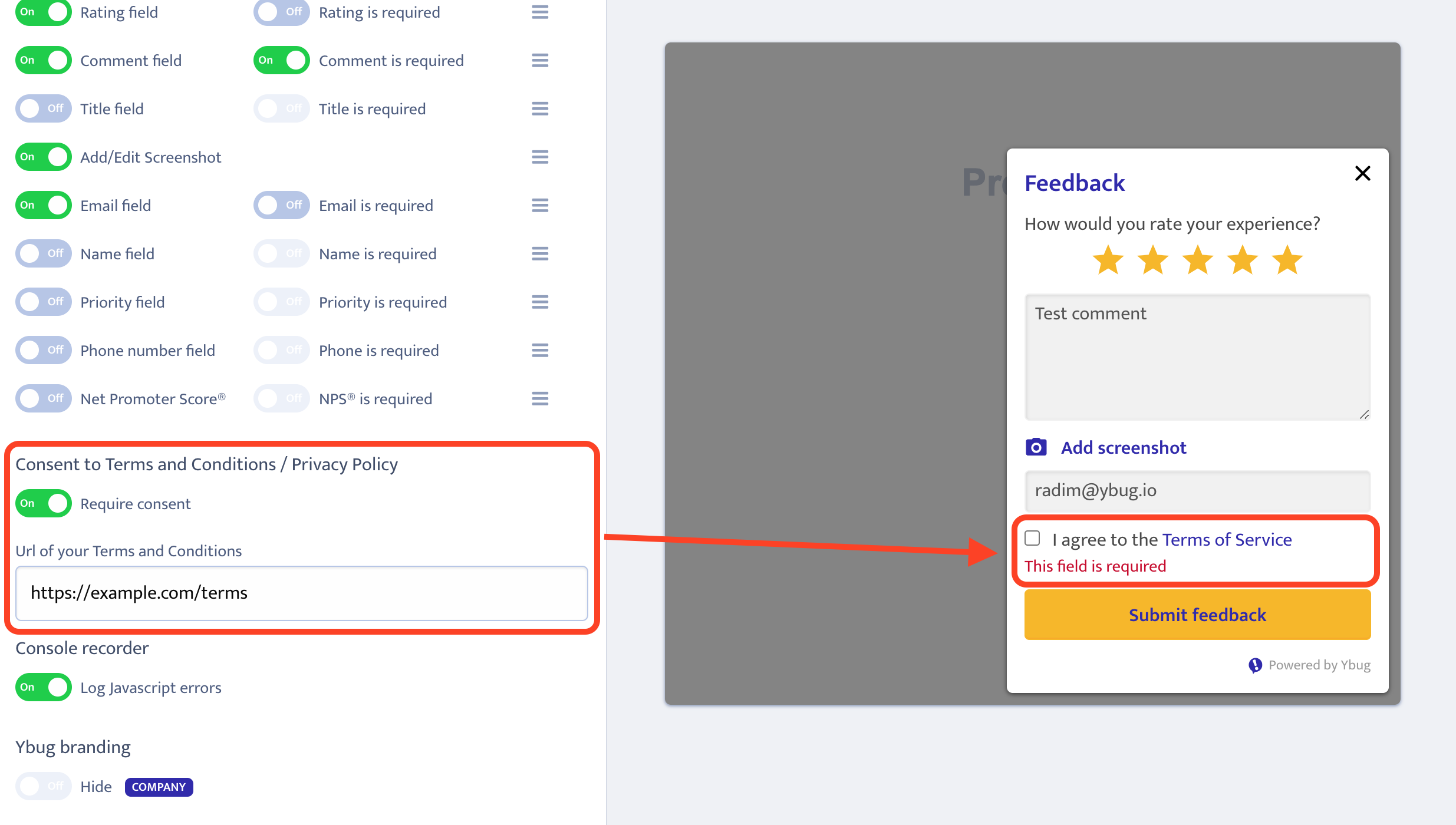 Widget with Privacy policy required