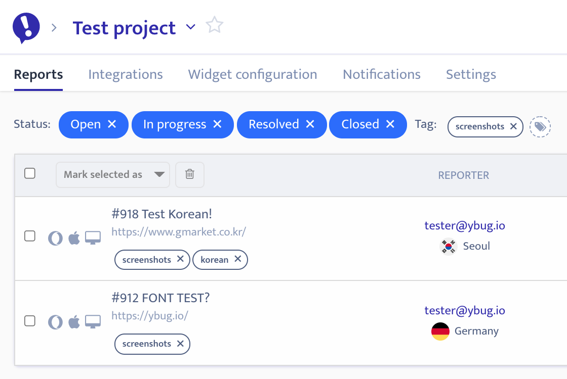 Tagged feedback