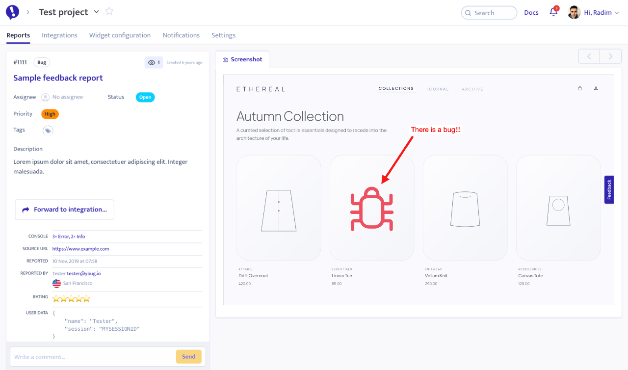 Bug report in Ybug admin