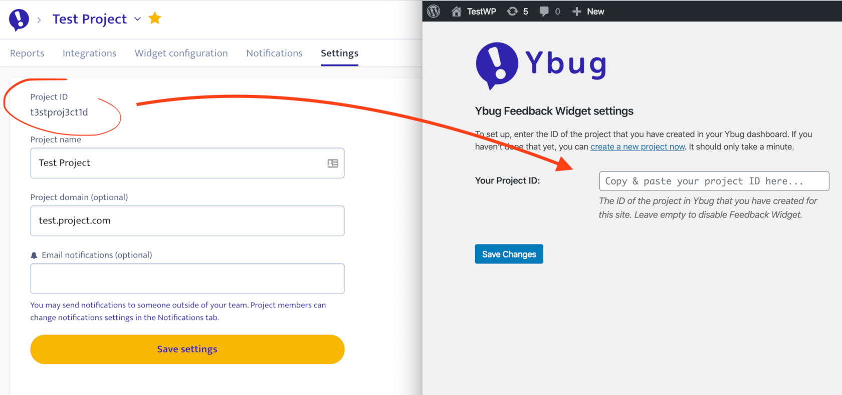 Ybug plugin settings