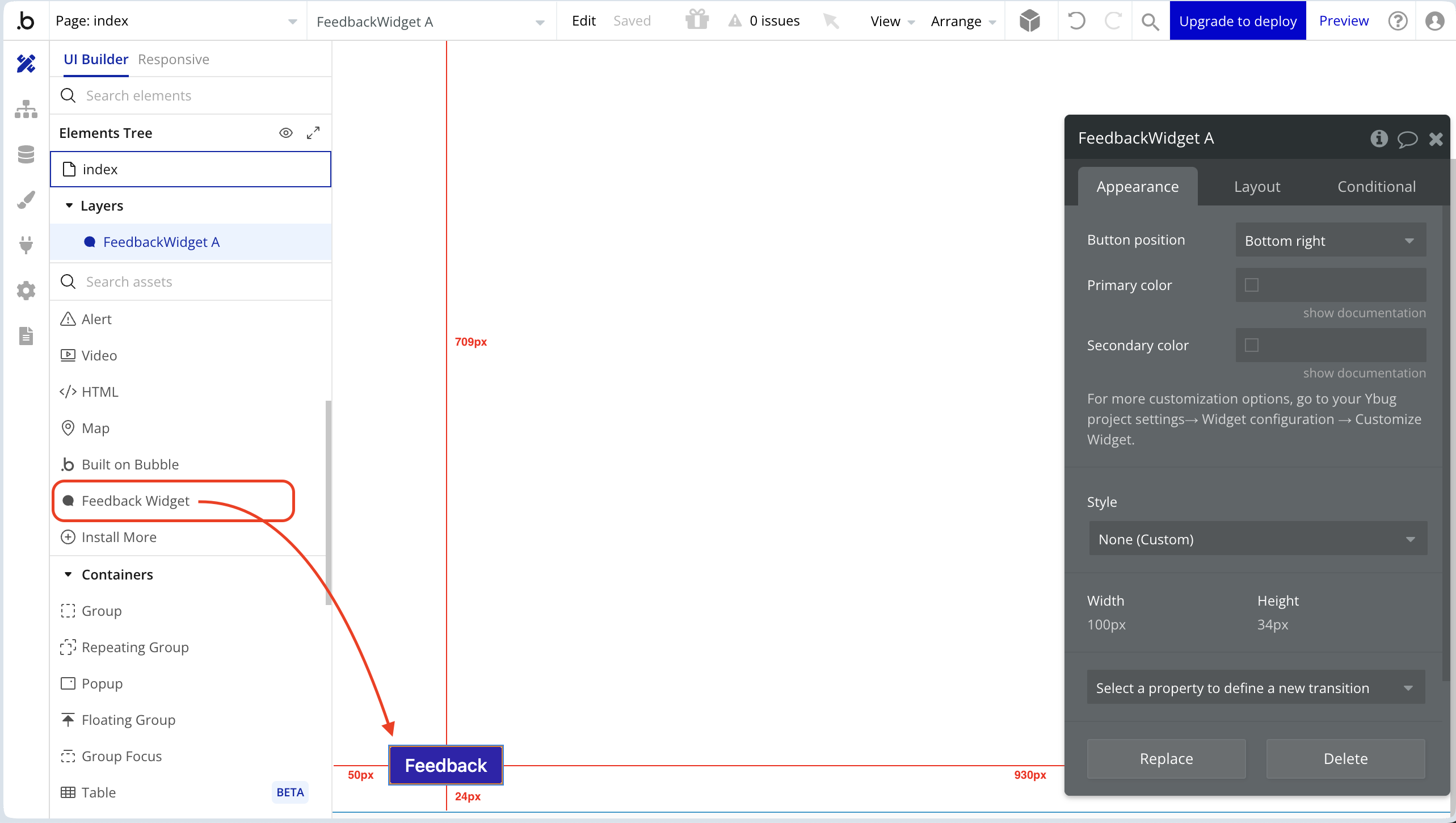 Bubble – Drag Feedback Widget to Page