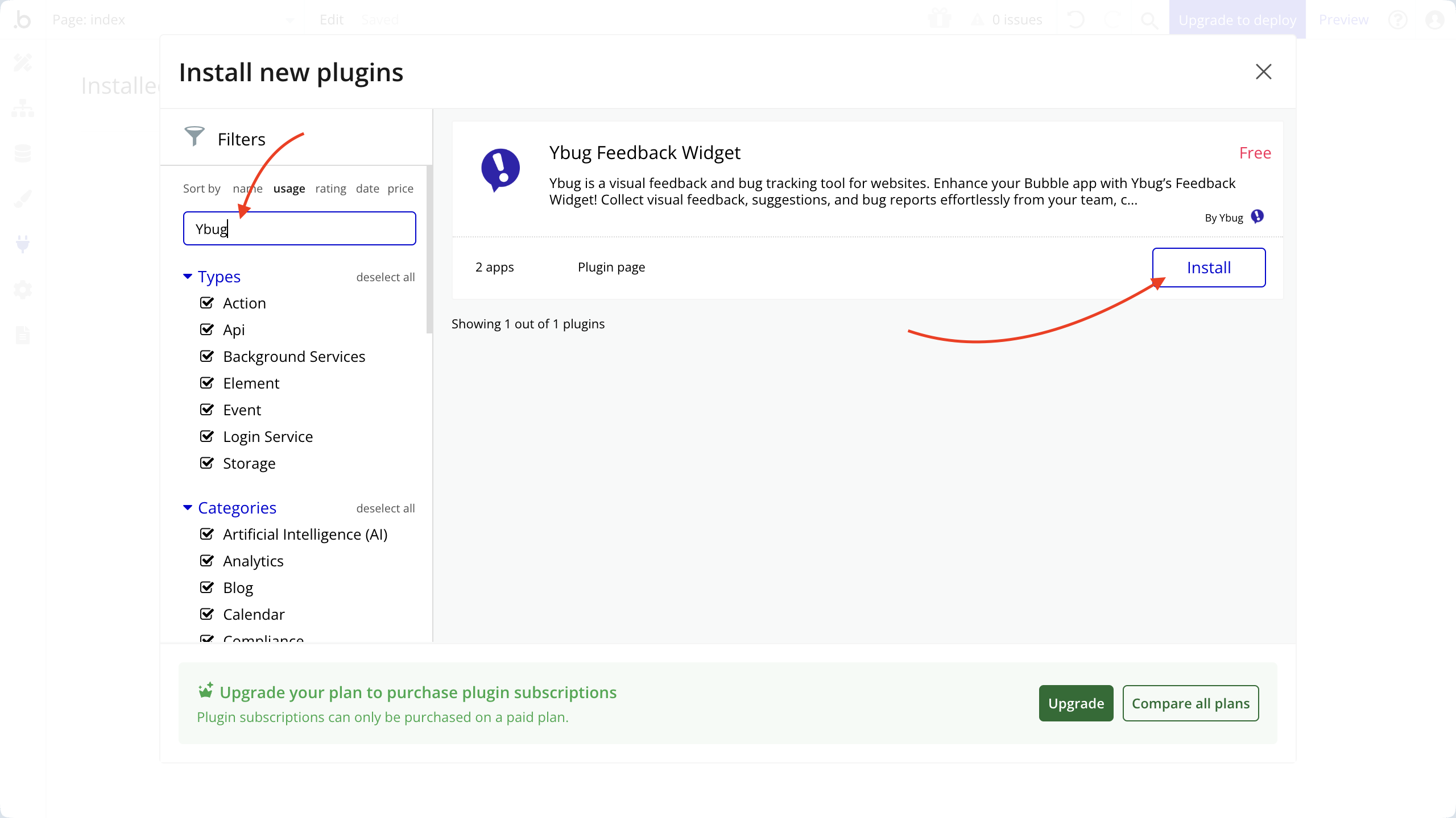 Bubble – Install Ybug Feedback Widget Plugin