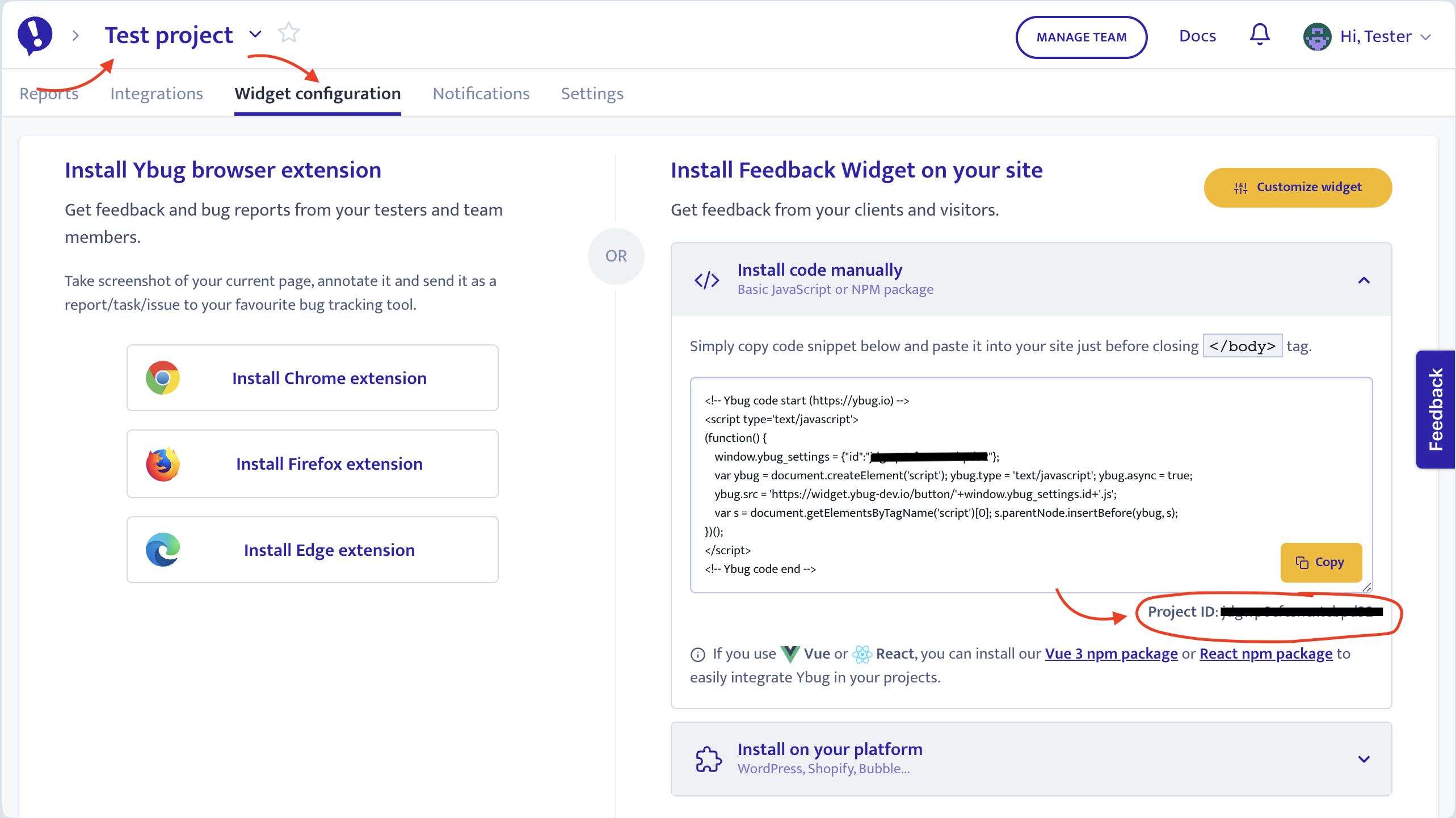 Copy your Project ID