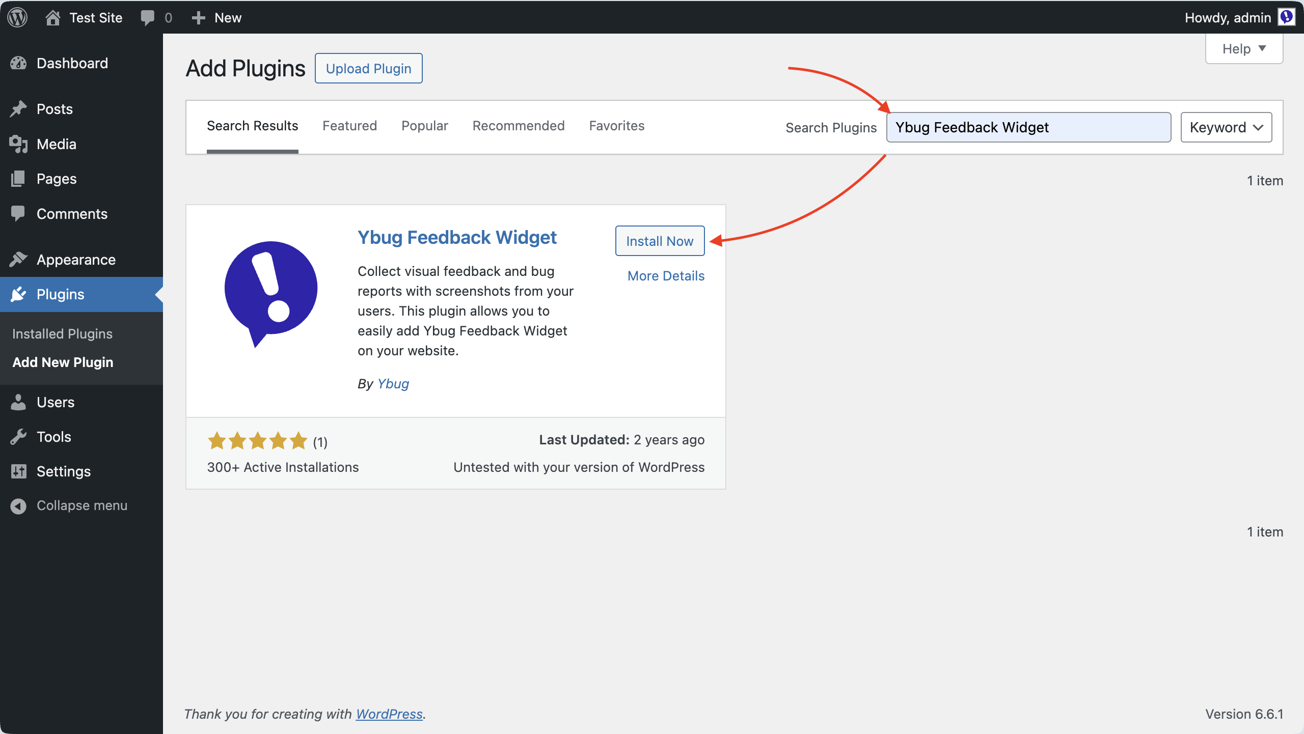 WordPress – Install Plugin