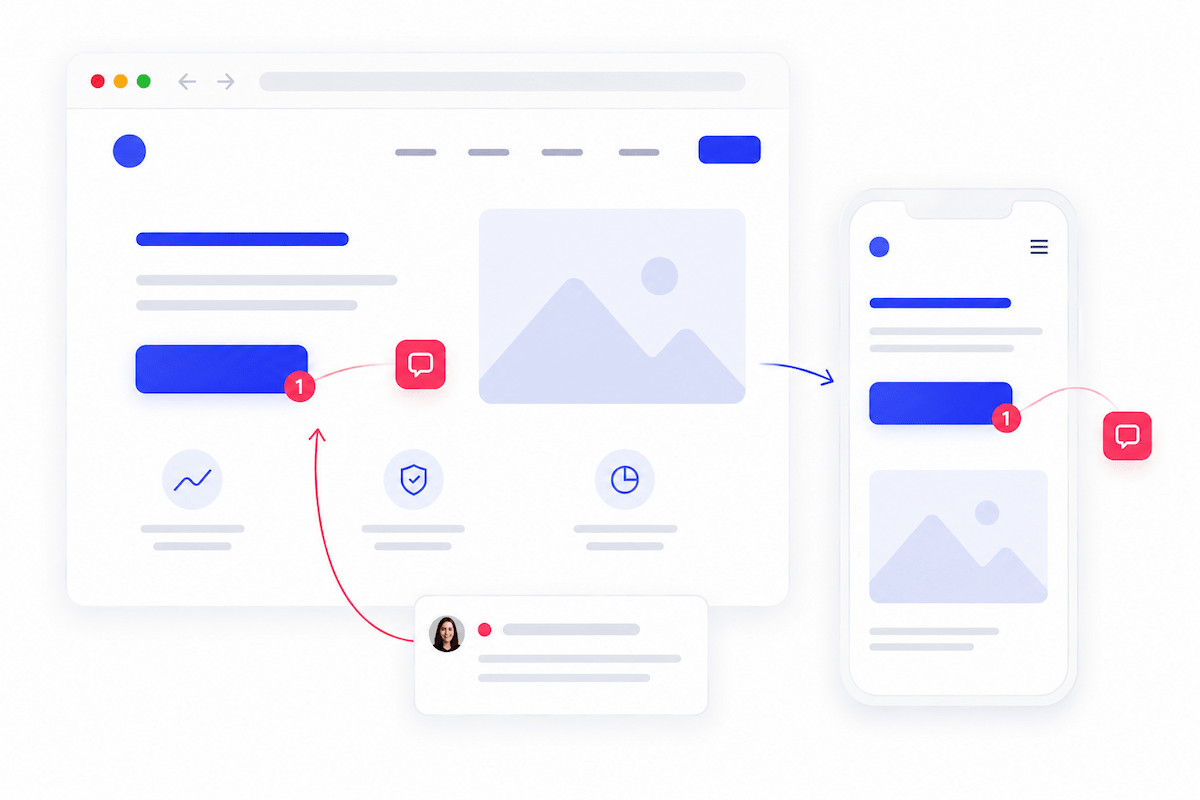 Ybug landing page testing tool in action — annotating a CTA and lead form for conversion